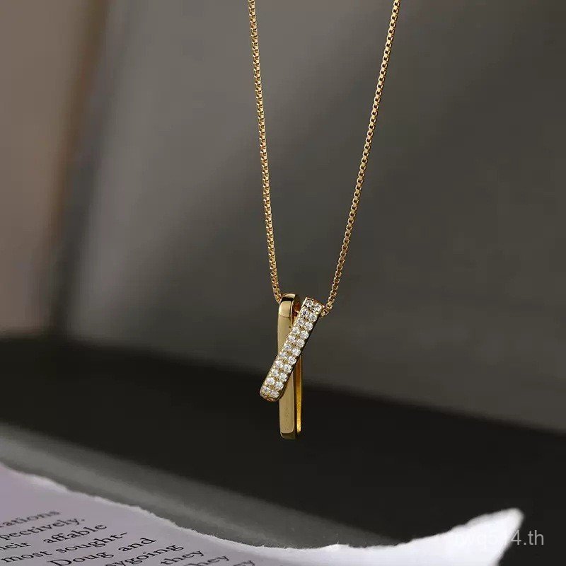 จี้หญิง Niche อินเทรนด์ Unknown Design Clavicle Chain เรขาคณิต Zircon สร้อยคอ High-End หรูหราเงินสเต