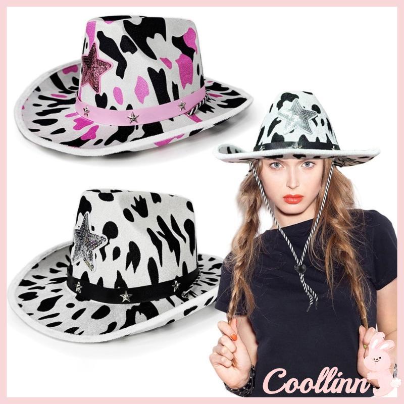 COO แฟชั่น Cowgirls รูปแบบ Star Embellished Cowgirls หมวกปรับ Unisex หมวกเครื่องแต่งกาย Headpieces ส