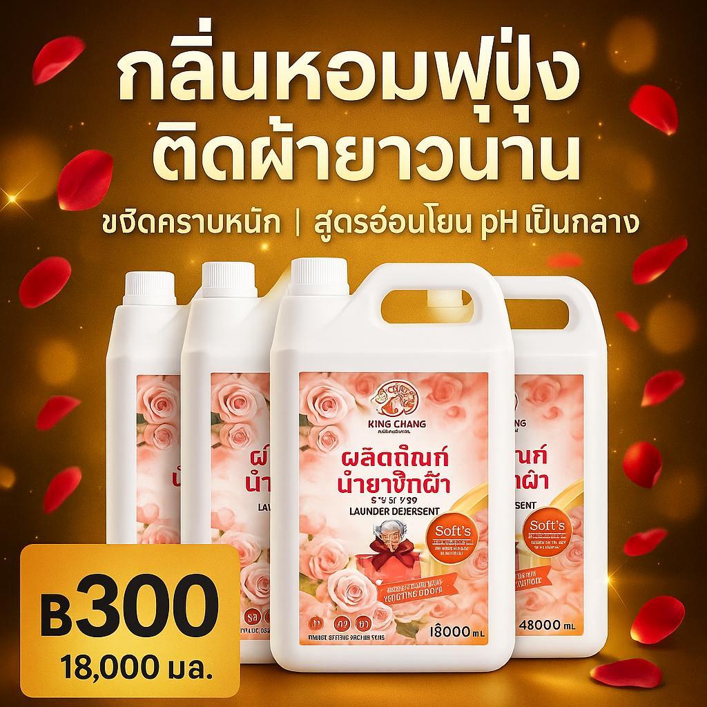 KING CHANG น้ำยาซักผ้า 18000มล. 4500มล.x4 ใหม่! ทำความสะอาดสูตรเข้มข้น ขจัดสิ่งปนเปื้อนและคราบดูแลผ้าให้สะอาด