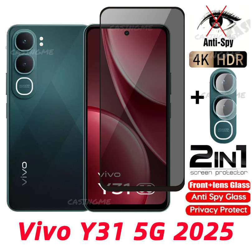 Vivo Y31 5G 2025 กระจกนิรภัยส่วนตัว Anti-Spy คลุมทั้งหมดปกป้องหน้าจอ Anti Peek ฟิล์มความเป็นส่วนตัวสําหรับ Vivo Y31 5G VivoY31 Y 31 31Y Y21d 4G 5G 2025 Anti Peek ฟิล์มความเป็นส่วนตัว