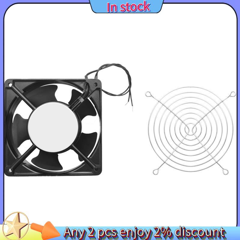 In stock-AC 220-240V 0.14A 120mmx120mm Metal Computer CPU Fan สีดํา