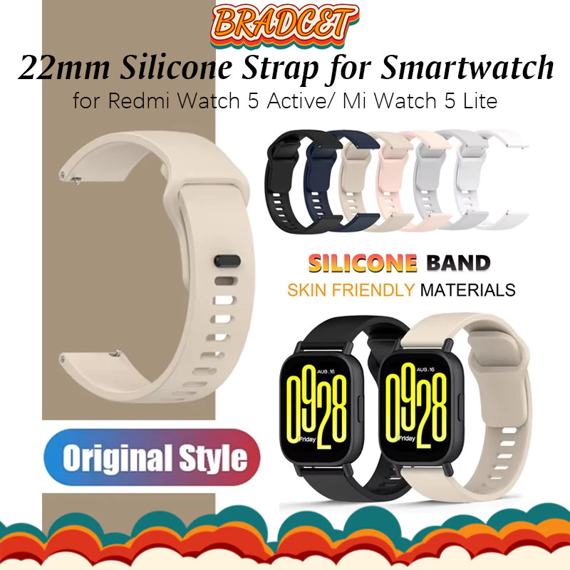 22มม. สายซิลิโคน for Redmi Watch 5 Active/ Mi Watch 5 Lite เปลี่ยนสายยาง for Smartwatch Huawei/Samsung/Aolon/Itel สายรัด