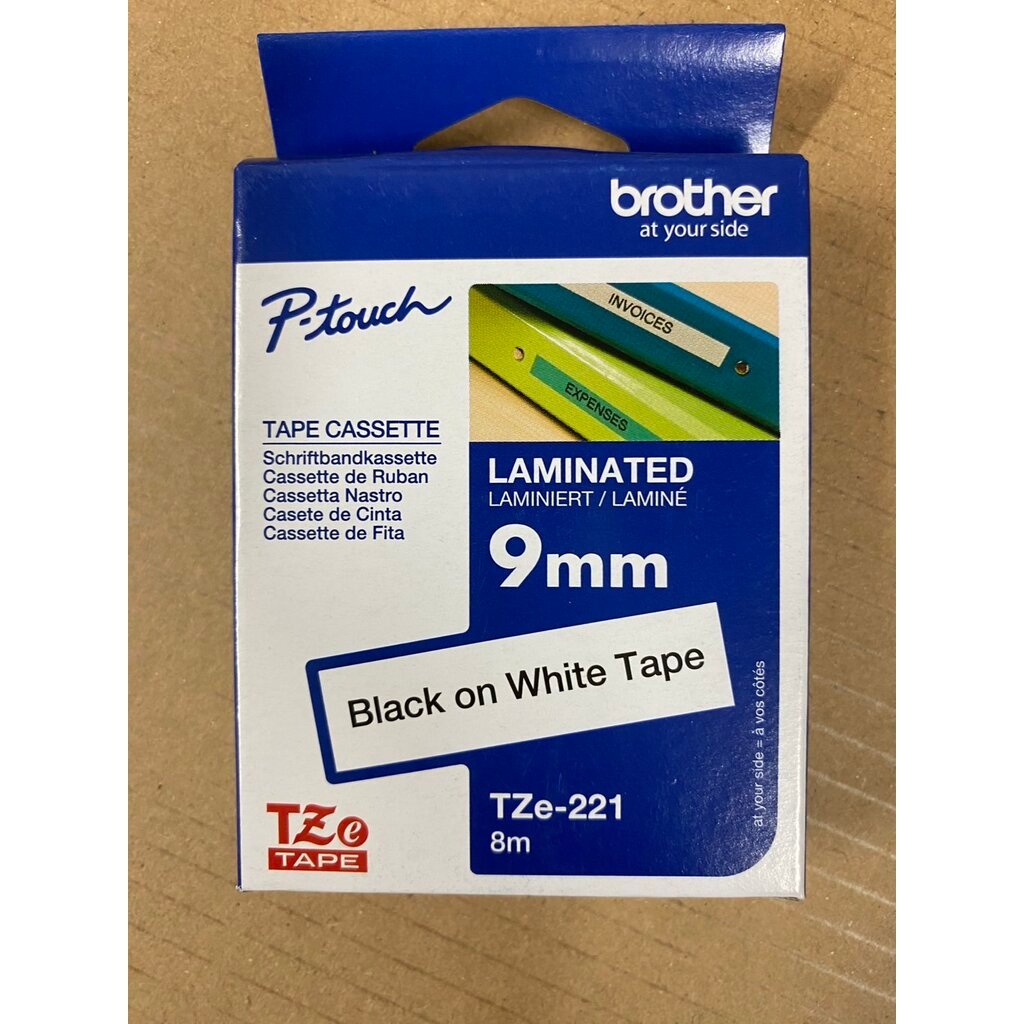 Brother TZE-221 9 มม. เทปพิมพ์อักษร สีดำพื้นขาว Brother TZ