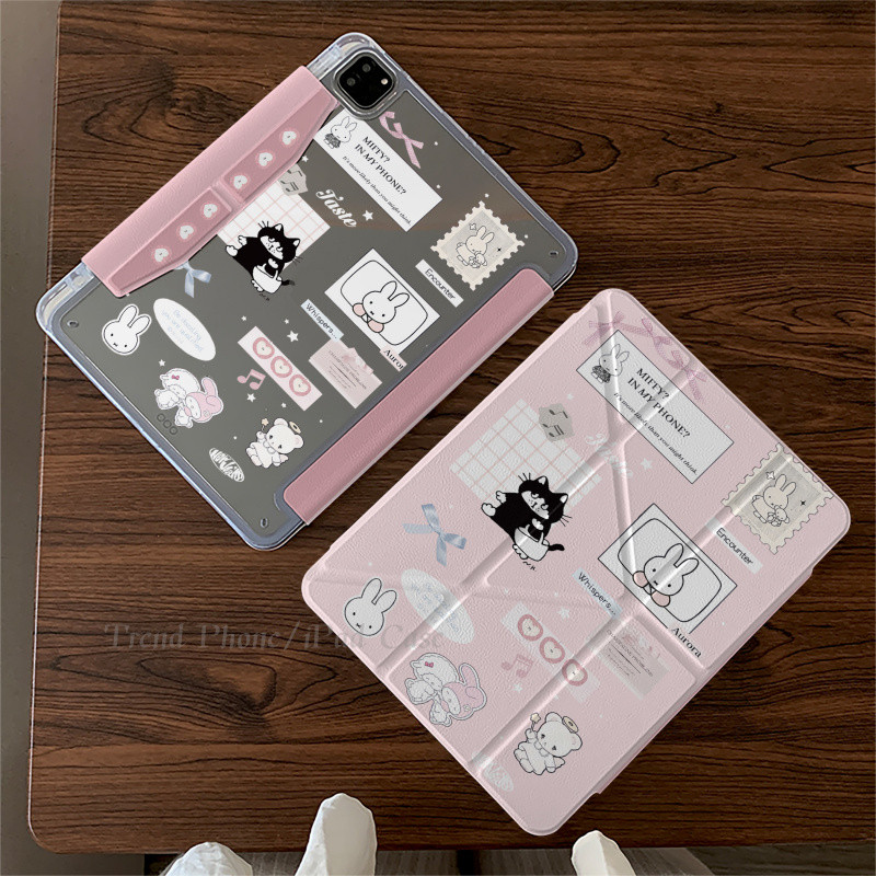 [สินค้าพร้อมส่ง] Sticky Note Miffy Rabbit Y Fold Magnetic Clasp Tablet เคสแข็งสำหรับ iPad 11th A16 1