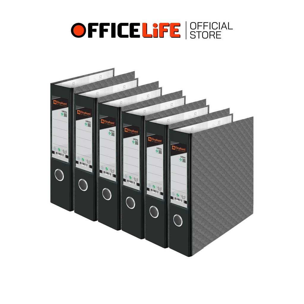 Elephant (ตราช้าง) แฟ้มสันกว้าง แฟ้มเอกสาร  รุ่น 100 A4 สัน 3 นิ้ว ปกสีดำ ( 6 เล่ม / แพ็ค )