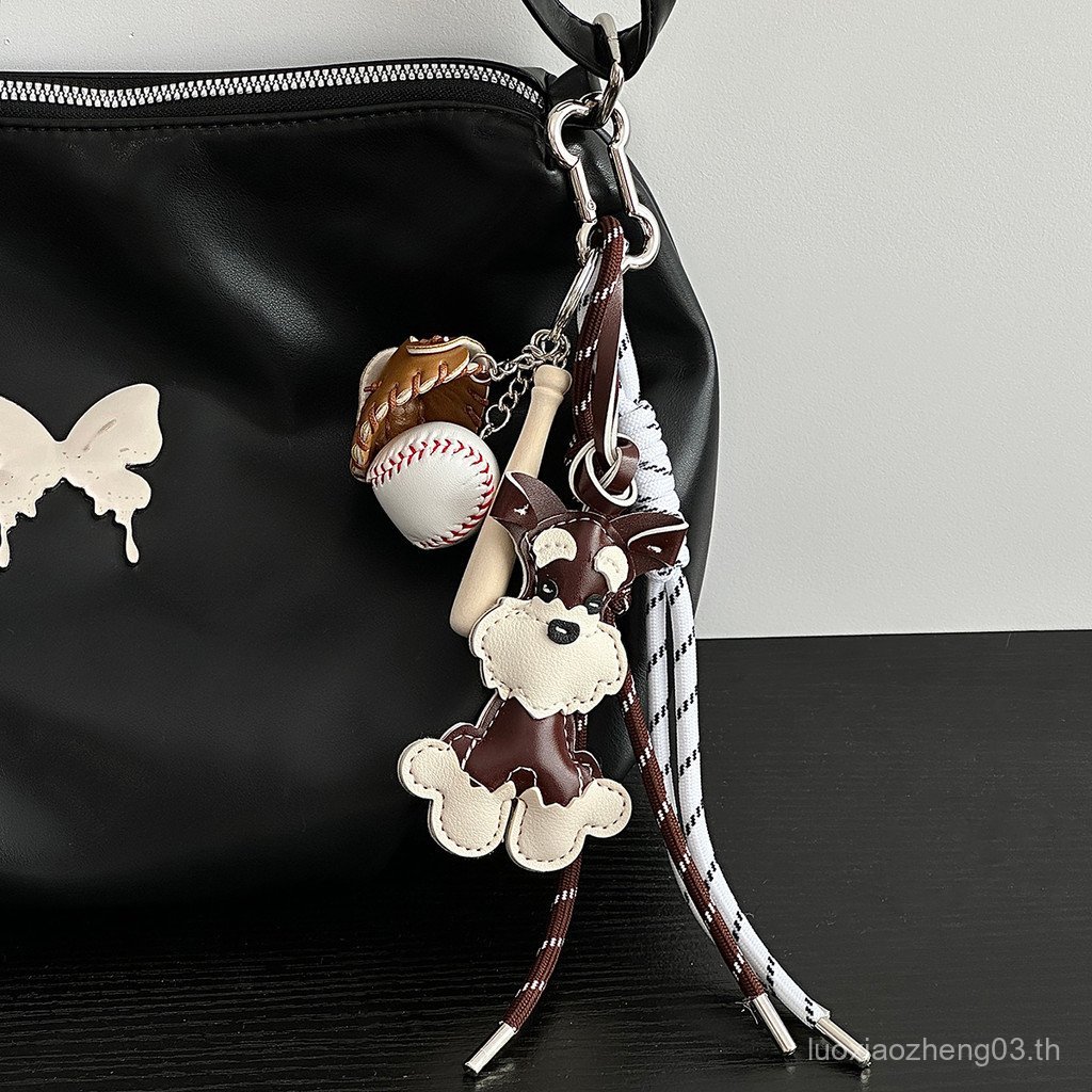 น่ารัก miu Schnauzer สไตล์กระเป๋าจี้สุนัข Handmade จี้ diy พวงกุญแจ Niche เบสบอลปีนเขาเชือก 3QZK