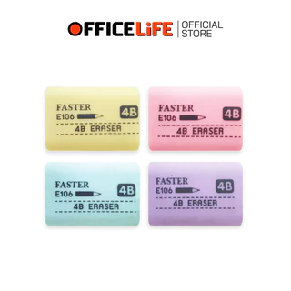 Faster (ฟาสเตอร์) ยางลบ 4B ลบดินสอสะอาด รุ่น E106 ( 24ชิ้น / กล่อง คละสี )