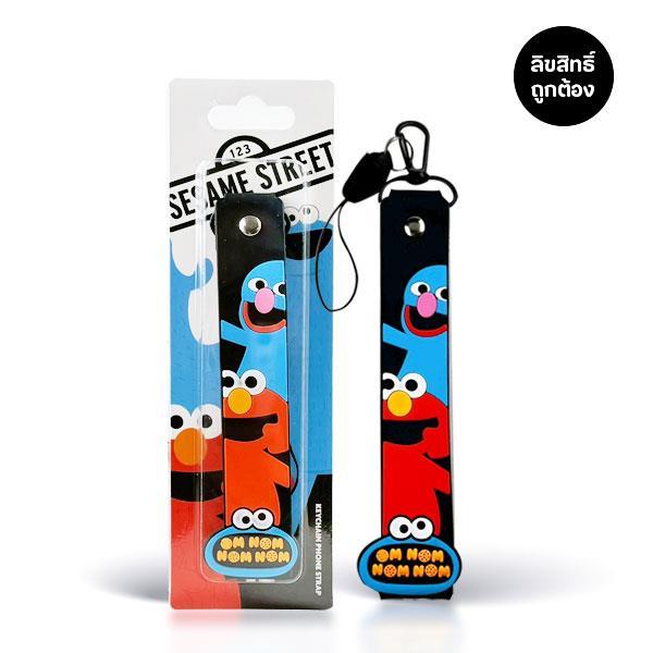 SST7-พวงกุญแจสายคล้อง : Sesame Street-7A Keychain Phone Strap (SST7A-KCPST-16.5-BK) W2.4xH16.5 cm.