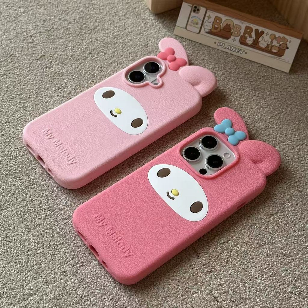 สําหรับiPhone 17 16 15 14 13 12 Pro Max 17pro 16Pro 15Pro 14Pro 13Proน่ารักBowknotหูใหญ่Melodyการ์ตูนซิลิคอนนุ่มเคสโทรศัพท์