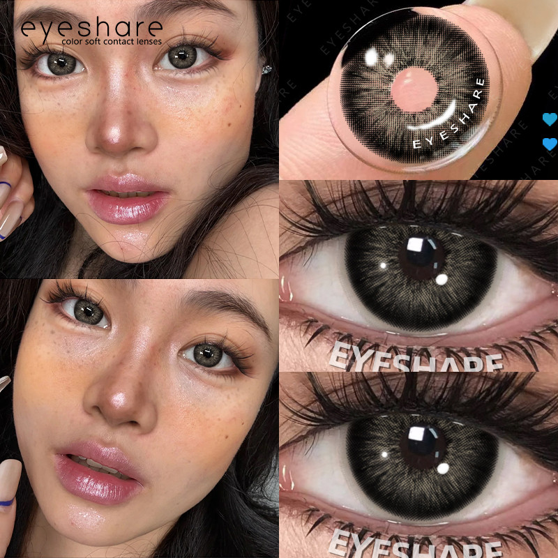 Eyeshare pattaya คอนแทคเลนส์สีดํา/สีเทา/คอนแทคเลนส์สี 2PCS\pair คอนแทคเลนส์ 14.2mm ฟรีกรณี