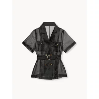[Pomelo] tmpneedtobechange / Sheer Double Breasted Shirt