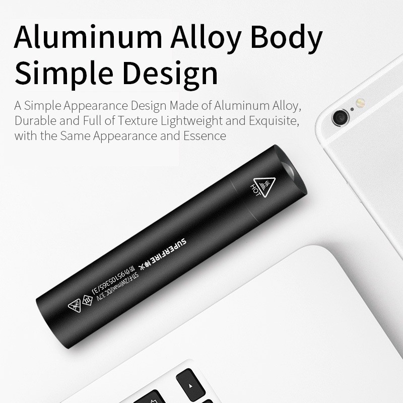 SUPERFIRE S11-F ไฟฉายซูมได้ 2W รีชาร์จได้ แบบพกพา แบบทัคติคัล สำหรับงาน แคมป์ปิ้ง เดินป่า ขี่จักรยาน ตกปลา - รูปที่ 2