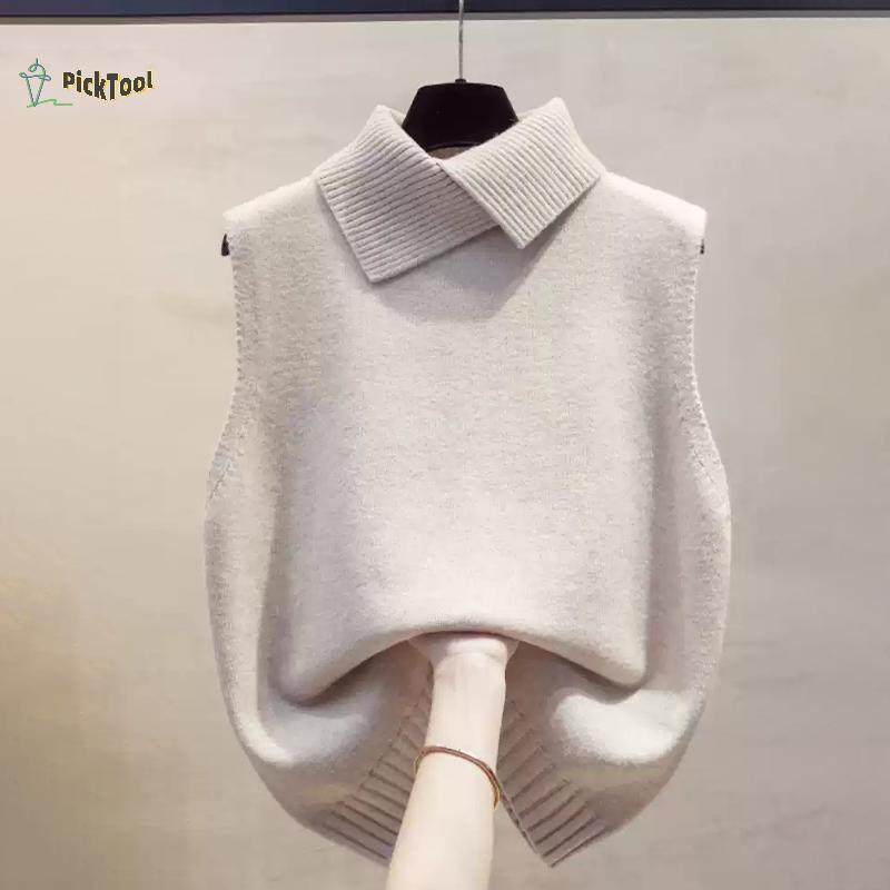 เสื้อกั๊กลายถักสำหรับผู้หญิง สไตล์เกาหลี อเนกประสงค์ เหมาะสำหรับฤดูใบไม้ร่วงและฤดูหนาว