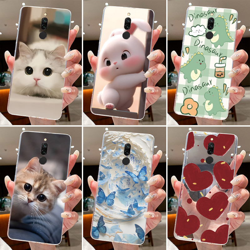 ปลอกสําหรับ Xiaomi Redmi 8 / Redmi 8A ซิลิโคนใส Jelly Soft TPU ฝาหลังกระต่ายน่ารักแมว Dinasaur เคสโทรศัพท์