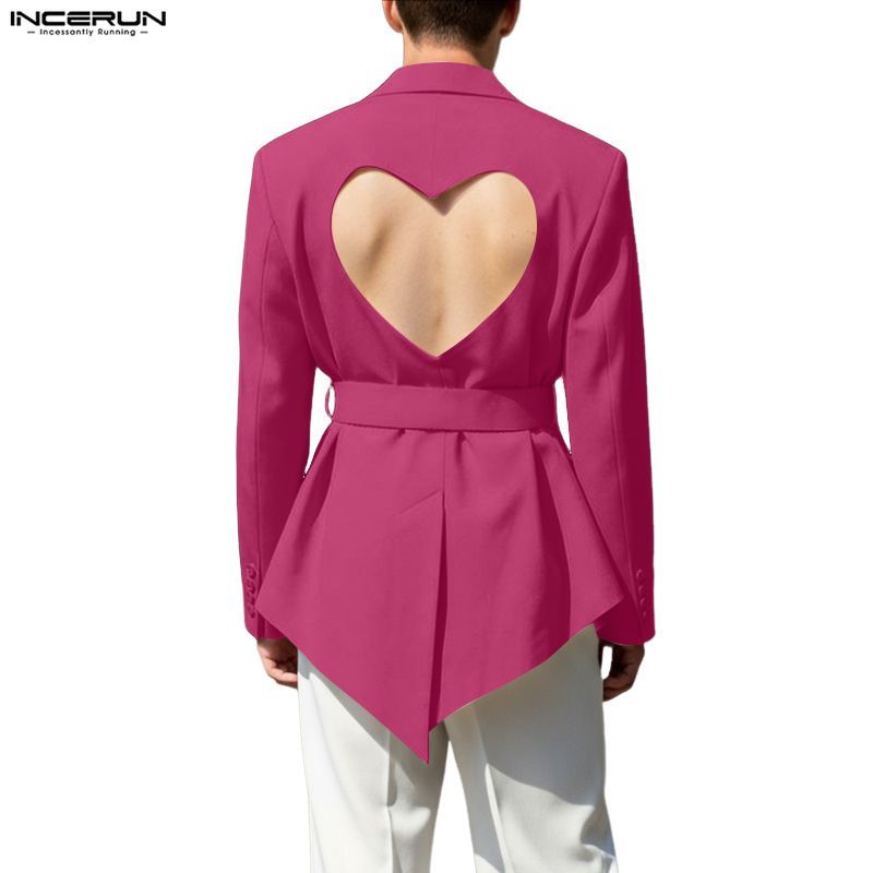 INCERUN ชาย Destruction backless love เอวคอลเลกชันชุดลําลอง