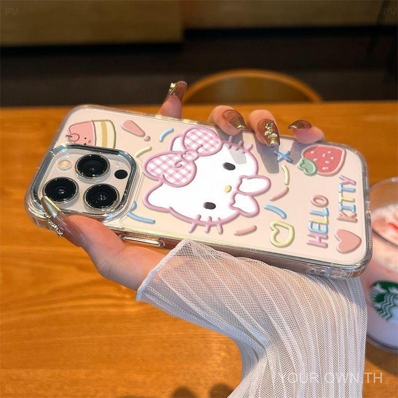 เคสโทรศัพท์ Hello Kitty ออกแบบการ์ตูนน่ารักทนต่อการสึกหรอเข้ากันได้กับ iPhone 11, 13, 15, 12, 16, 14
