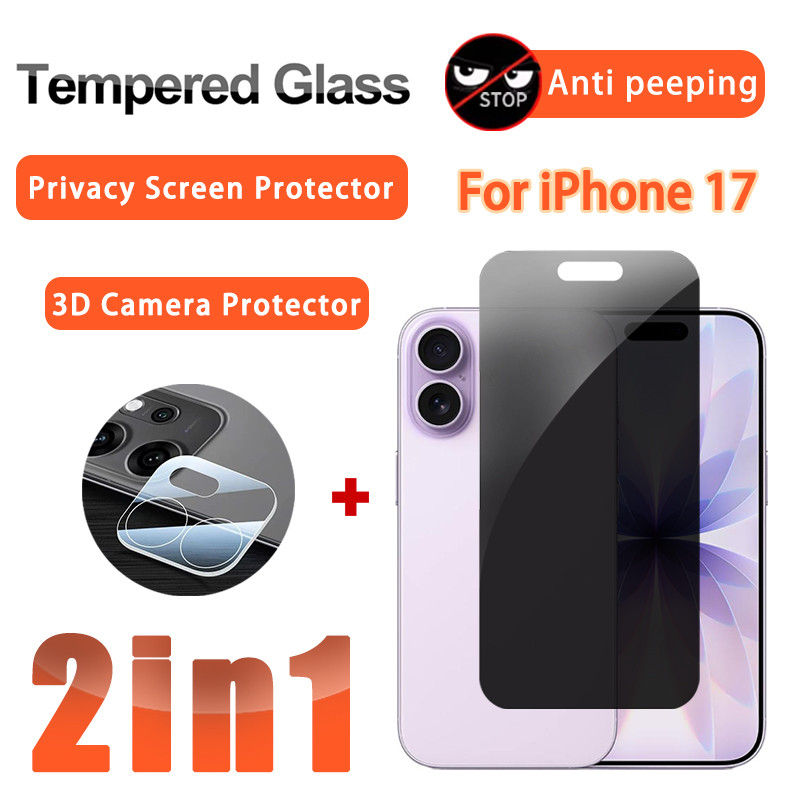 2 in 1 ฟิล์มกันรอย สำหรับ iPhone 17กระจกนิรภัยฟิล์มสำหรับ iPhone 17 Air 16 16e 11 12 13 14 15 Pro Ma