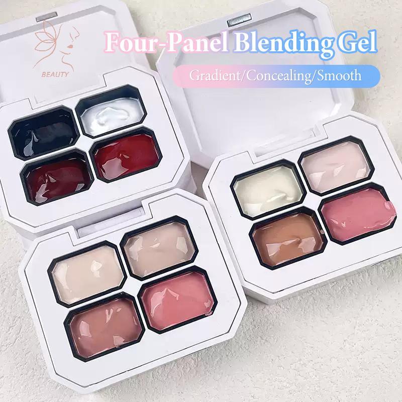 [maybeauty] 4 สี Nude Painting Gel Drawing Gel Palette French Nail Polish UV Gel Nail Salon Holographic Nail Art Tool {TH}