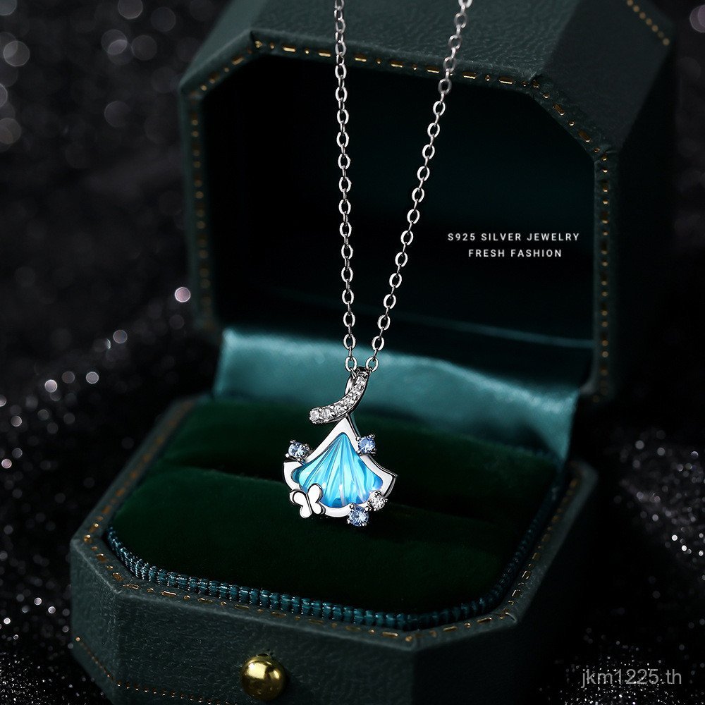 Symphony Ginkgo Leaf เงินสเตอร์ลิง s925 อารมณ์ Mori Series All-Match Fairy สไตล์หินหญิง Clavicle Cha