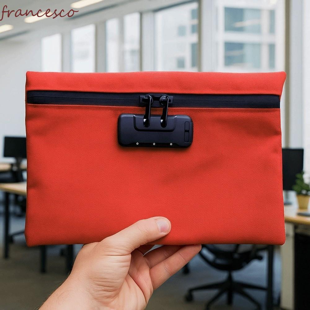 FRANCESCO กระเป๋าเงินพร้อมล็อค, รหัสล็อคผ้าใบกระเป๋าล็อคแบบพกพา, ซิป Secure ปิดกันน้ําแบบพกพาเอกสารรักษาความปลอดภัยบ้าน