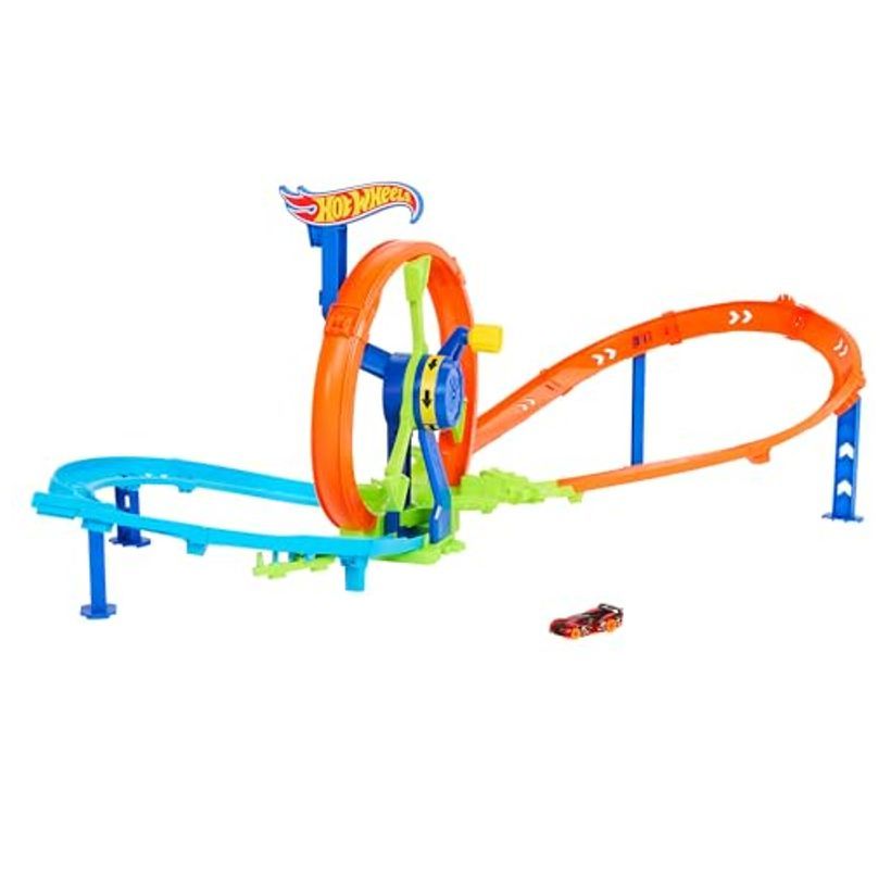 Hot Wheels Speed Loop Playset with 1 Mini Car Toy Vehicle Play Set for Ages 4+ Orange JBX65