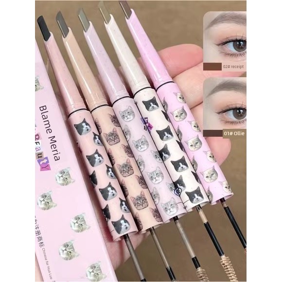 ที่ปัดคิ้ว เจลปัดคิ้ว Flortte Flortte Flortte Double-Headed Blade ดินสอเขียนคิ้วย้อมสีครีมเขียนคิ้ว 