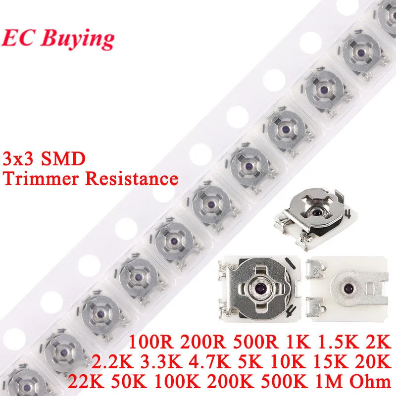 5-100pcs 3*3 Trimmer ความต้านทาน Potentiometer SMD 3X3 ปรับ Variable Resistor 100 200 500 1K 2K 5K 1