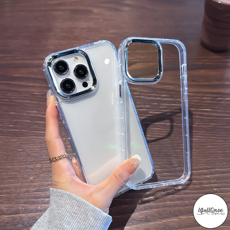 สำหรับ IPhone 11 17 15 XR 16 13 12 14 Pro Max AIR 8 7 16 14 15 Plus XS X Max กรอบเลนส์โลหะชุบง่ายฝาครอบกันกระแทกสูง