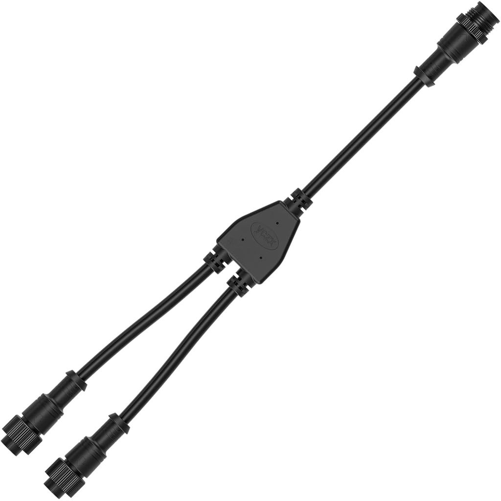 BTF-LIGHTING 3 Core 3 pin Big Size IP67 Y Shape 1 Male-Divided-2 Female Splitter Connctor Black Plas