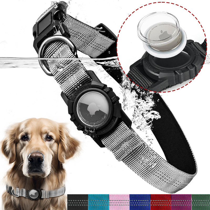 AirTag ปลอกคอสุนัขโปร่งใสกันน้ําสะท้อนแสงปลอกคอสัตว์เลี้ยง Anti-Lost iOSAndroid Tracker เคสป้องกันคอ