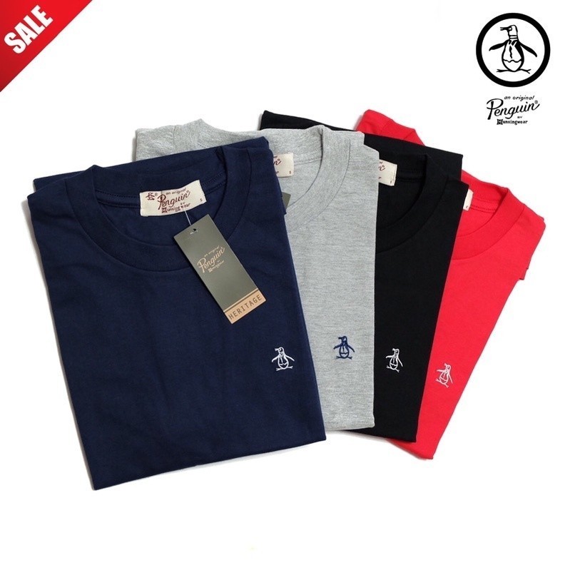 Pen.guin เสื้อยืดแฟชั่นใหม่ Cotton Simple Penguin Small Print Short Sleeve