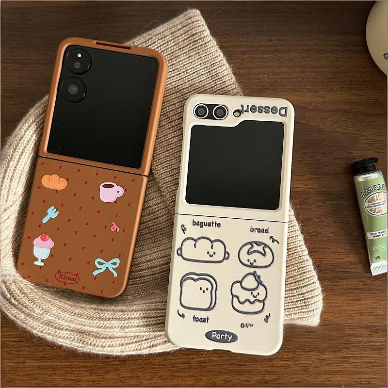 Ready ใหม่สําหรับ Samsung Galaxy Z Flip 7 เคสโทรศัพท์ Flip6 Polka Dot Coffee เคสโทรศัพท์ Flip5 Matte