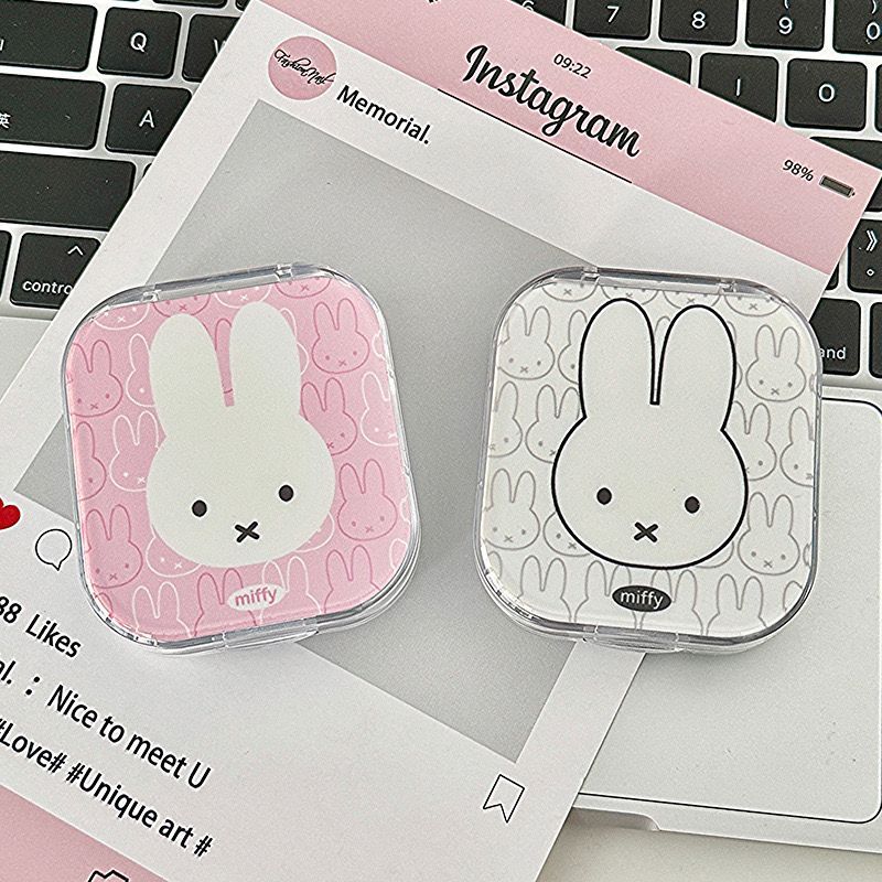 Kawaii Miffy Contact Lens Case กล่องเก็บเลนส์ทรงสี่เหลี่ยมน่ารักสําหรับ Soft & Color Contacts | ภาชนะแช่เดินทางแบบพกพา | เลนส์รายวันป้องกันการรั่ว Hol ราคา ถูกที่สุด ดีลบีเคเค แกลเลอรีภาพที่ 2