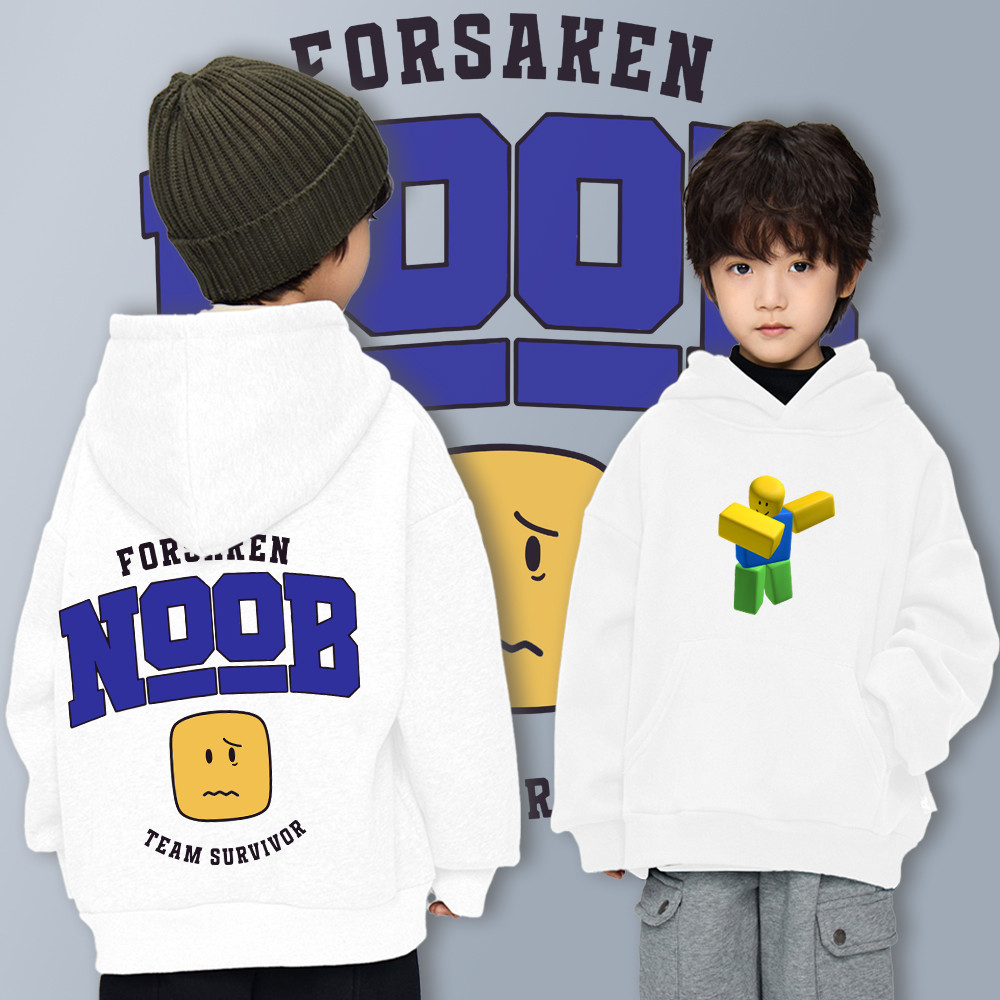 I Am Noob Cotton แขนยาว Hoodie เด็ก Hoodie Cotton Kid'hoodie พิมพ์น่ารักไม่มีการย้อมสี ไม่มีการเปลี่
