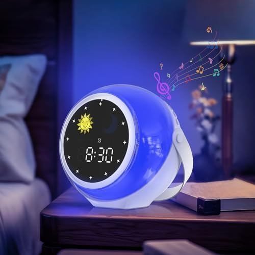 Kids Alarm Clock for Bedroom: Ok to Wake Clock with Sunrise & Moon, Digital White Noise Sound Machin