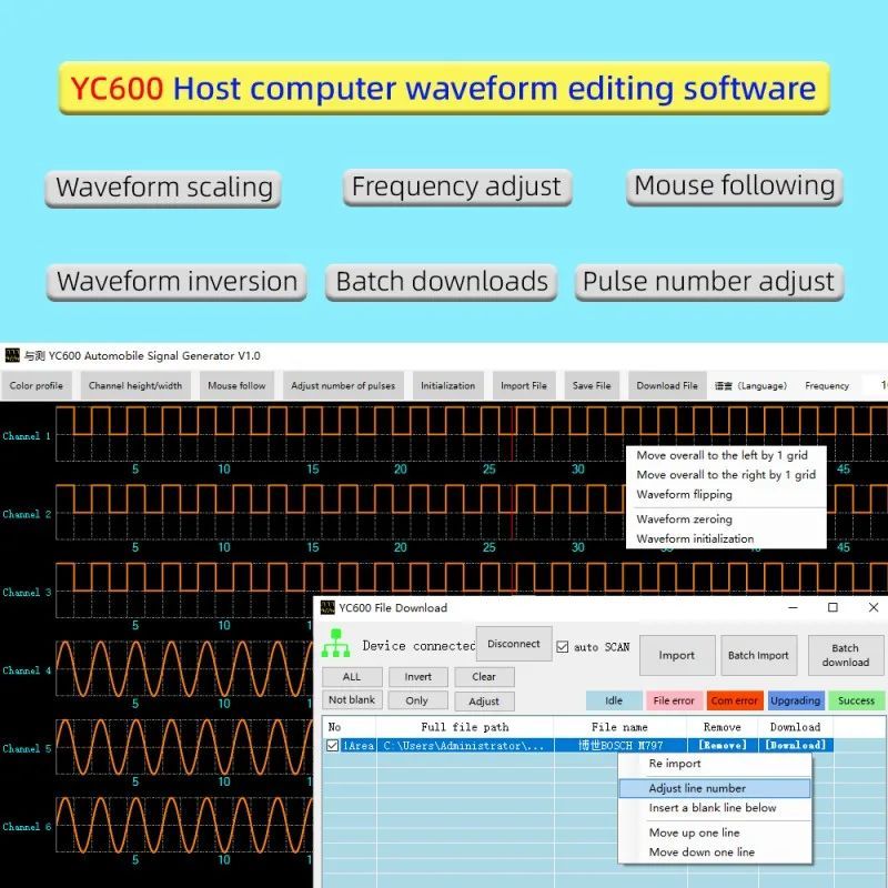 YC600 หกช่องเพลาข้อเหวี่ยง Analog Camshaft CKP CMP SYNC สัญญาณจําลองสําหรับเครื่องยนต์ดีเซลเครื่องยน
