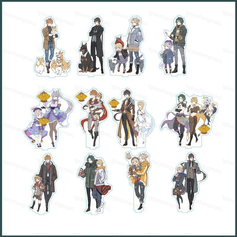 Genshin Impact Action Figure ของเล่นอะคริลิค Zhongli Xiao Hutao Keqing ขาตั้งตารางสองด้าน 16 ซม.ตกแต