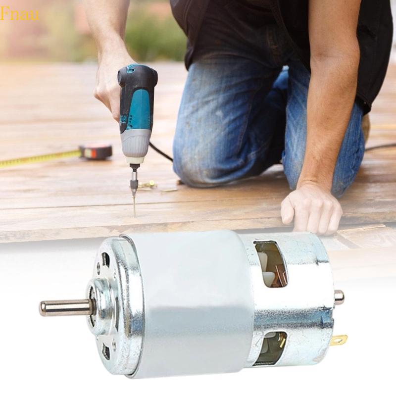 Fnau Solid Alloy 775 มอเตอร์ 12V 24V การหมุนความเร็วเสียงต่ําสําหรับเครื่องมือไฟฟ้าของเล่นและเครื่อง