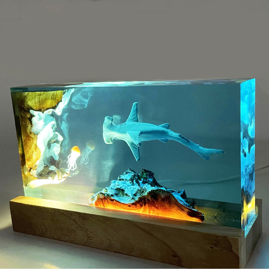 Hammerhead Shark Jellyfish เรซิ่น Light Handmade ตกแต่งบ้านส่วนบุคคลของขวัญคริสต์มาส Temu bihua.my20