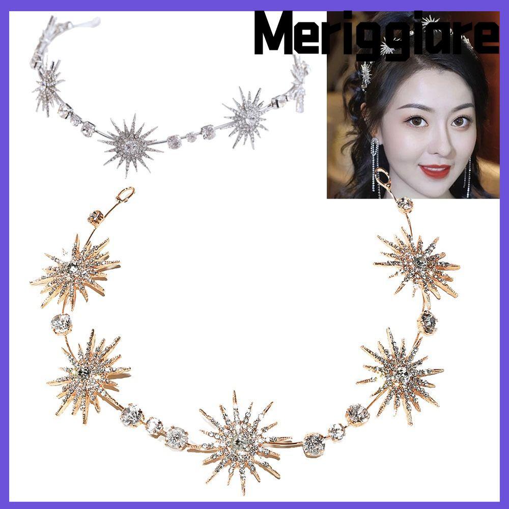 MERIGGIARE Star Headpieces Crown เครื่องประดับผม Queen Crown เจ้าสาวเครื่องประดับผมแต่งงาน