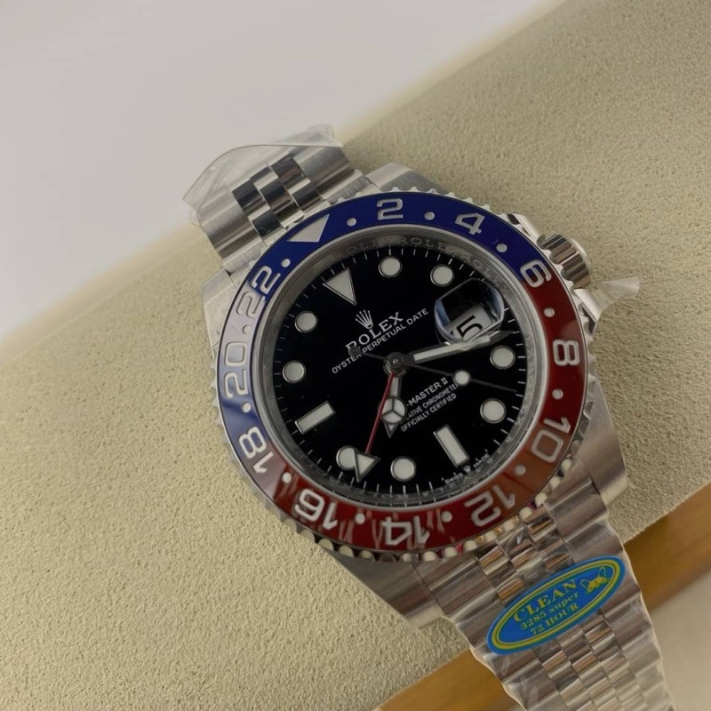 (พร้อมส่งในไทย) นาฬิกา Rolex GMT  Swiss โรงงาน: Clean  Factory V2 Cal 3285 ใส่สลับได้เลย