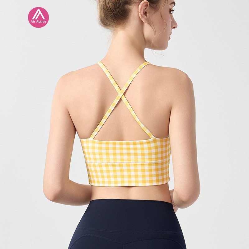 ชุดชั้นใน AirActive ลายสก๊อต แบบ Halterneck สำหรับโยคะและพิลาทิส