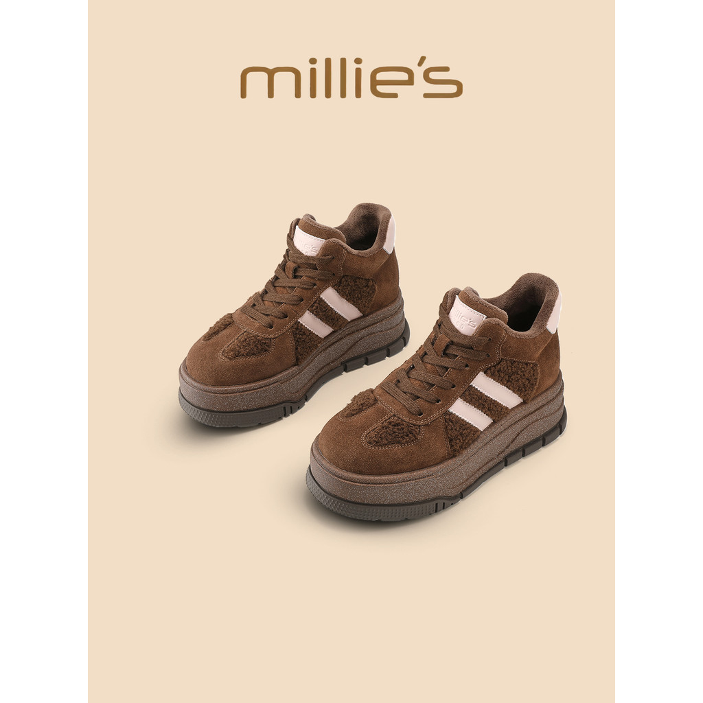 รองเท้าแพลตฟอร์มสั้น Millies Miaoli แบบห่อหุ้มอบอุ่น สำหรับฤดูใบไม้ร่วงและฤดูหนาวปี 2025