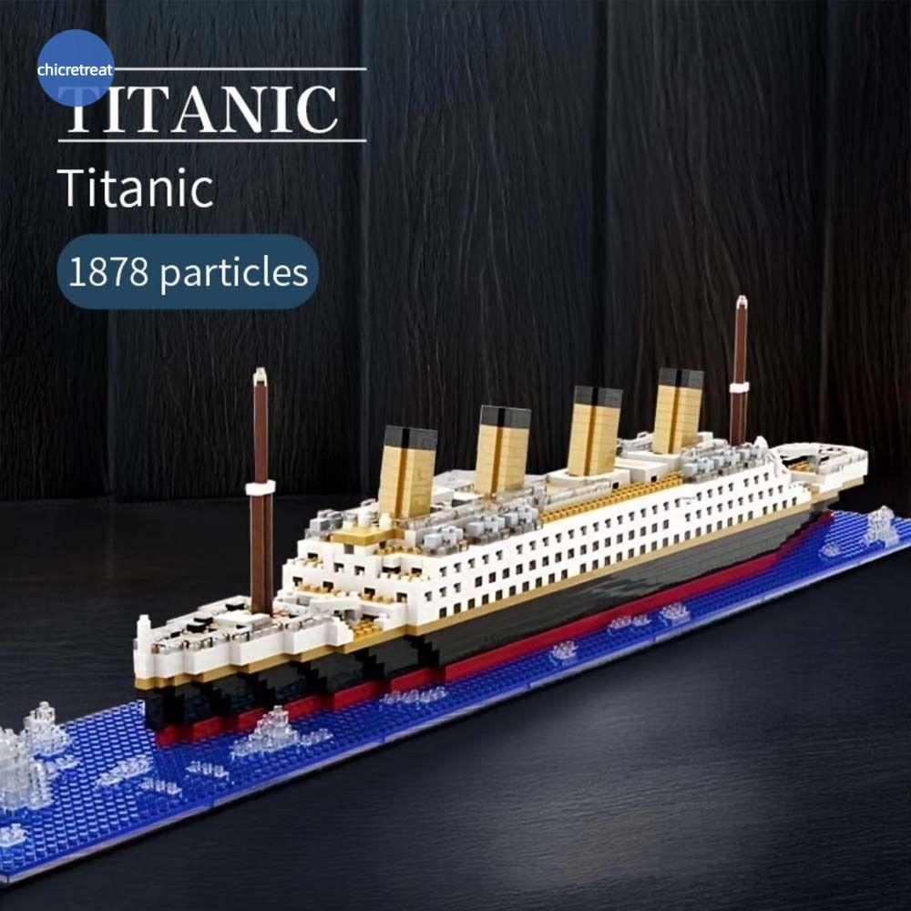 CHICRETREAT Titanic Building Block,ตกแต่งบ้านความยากสูงเรือล่องเรือรุ่นอิฐ,เด็กอนุภาคขนาดเล็กเรือยักษ์รวมกันTitanic Assemblyของเล่นเด็กผู้หญิง