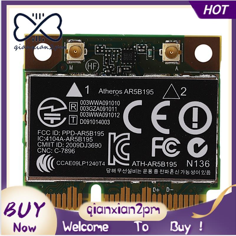 AR9285 AR5B195 150M+BT3.0 การ์ดไร้สาย PCI-E ขนาดเล็กครึ่ง SPS:593127-001 592775-001 สําหรับ 430 431 