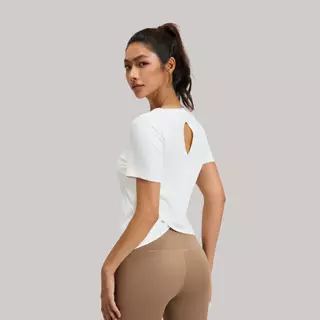 เสื้อออกกำลังกายผู้หญิง สีพาสเทล เสื้อกีฬาทรงสวย หลังไขว้ ใส่สบาย S-2XL