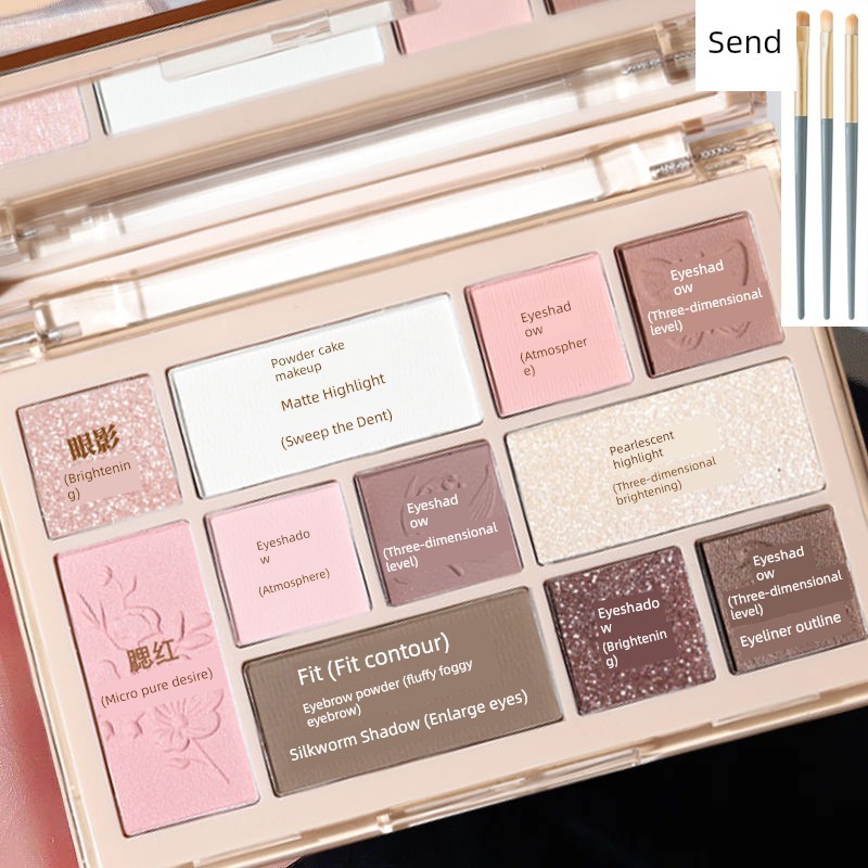 พาเลทตา อายแชโดว์ NOVO Eyeshadow Palette Blush High Gloss Contouring Three-in-One Pink Earth Color D