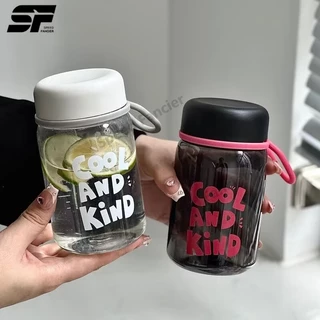 ขวดน้ำโปร่งใส 350ml ขวดน้ำพลาสติก พร้อมสายคล้อง ใส่ถ้วยน้ำนักเรียน ถ้วยน้ำกีฬา ขนาดใหญ่ พกพาสะดวก