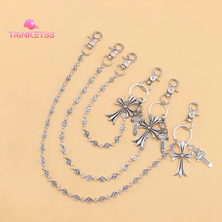COD🚚ลูกปัดกลม ไม้กางเขน สตรีท ย้อนยุค โซ่กางเกง โซ่เอว ฮิปฮอป-Trinketss