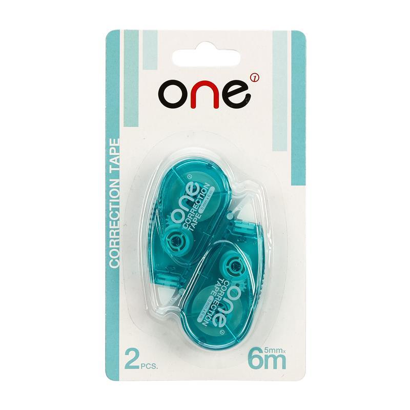 ONE เทปลบคำผิด Correction Tape 5 มม.x6 ม. สีเขียว (แพ็ค2อัน) CT023